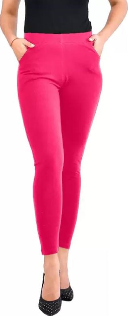 kanna fabric Women's Ankle Length Legging's with 2 Side Pockets (Free, Magenta)-picture-11