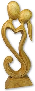 Thai Gifts Wooden Abstract Figure Hand-Carved - Kissing Lovers 20cm