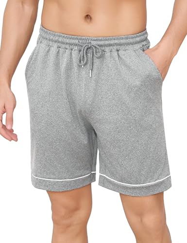 Crewhpo Pantalones Cortos Pijama Hombre Algodón Verano Casuales Pantalón Corto Pijama Shorts con Bolsillos Ropa de Dormir para Casa