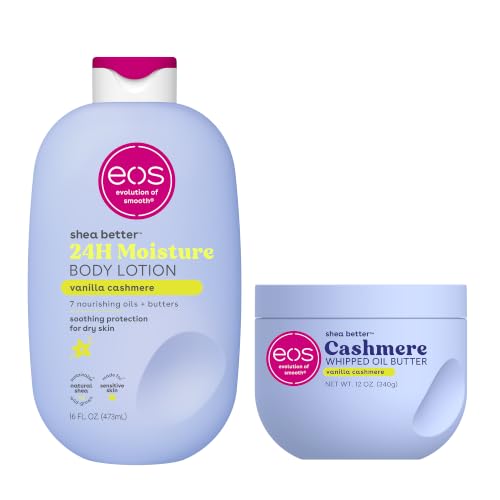 Image of Bundle of eos Shea Better Body Lotion + Whipped Body Butter, Vanilla Cashmere, Weightless Moisture For Dry Skin, Rich Formula and Deep Hydration, Vanilla Body Lotion