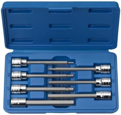 Neiko 10072A 3/8-Inch Drive Extra Long Allen Hex Bit Socket Set, SAE, 1/8-Inch - 3/8-Inch | S2 and Cr-V Steel, 7-Piece Set