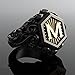 Produktbild PuuuK Zweifarbige Letter M Ring Personifizierte Gravierte Muster Ring Art Und Weise Kreativer Ring Ring,10