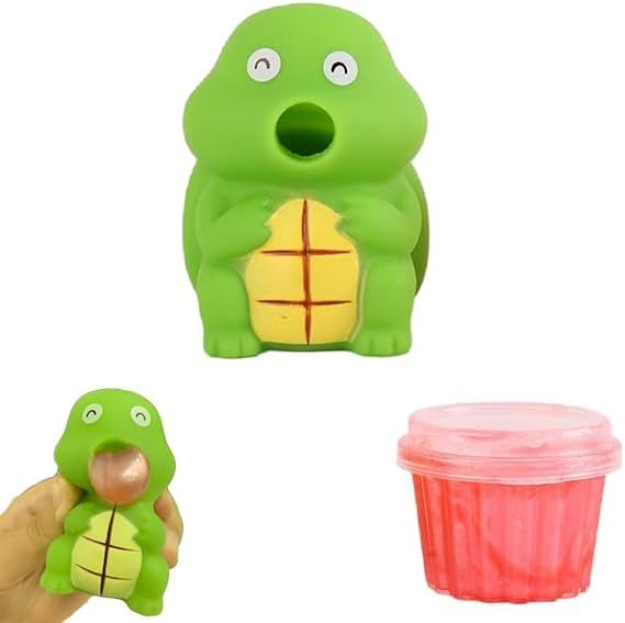 Funny Puking Ball Turtle, Vomiting Stress Balls Fidget Toys, Cute and Gross Squeeze Slime Prank Toys, Novelty Sensory Gag Christmas Birthday Gift (Green)