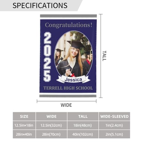 Personalized Graduation Garden Flag Gifts Custom Class of 2025 Graduation Senior Yard Sign with Photo Name Customized Outdoor Graduate Flags Banner Party Decorations
