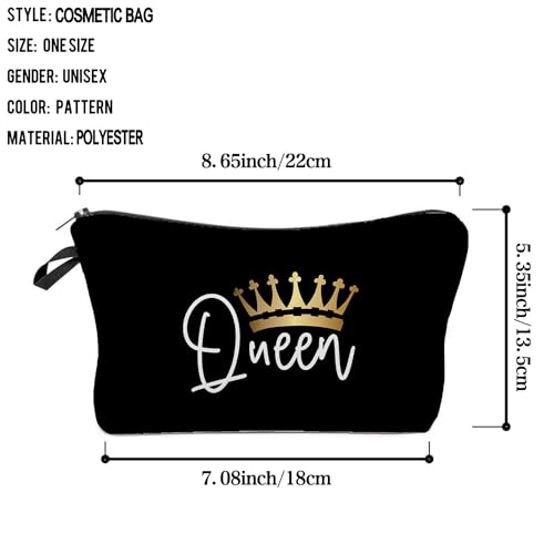 Women Travel Bag Queen Crown Pattern Printed Cosmetic Bag Makeup Bag Small Pouch Gift for Women hz55632