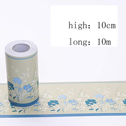 Tapetenbordüre, selbstklebend, blaue Blume, 10 cm x 10 m, dicke, wasserdichte Vinyl-Wandverkleidung, Bordüren, Heimdekoration, Badezimmer, Küche, Fliesen, Dekor-Aufkleber Cover