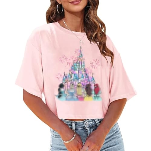 Image of Magical Crop Shirt for Women Magic Kingdom Princess Tshirt Funny Family Vacation Trip Tee Casual Holiday Top