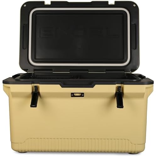 ENGEL 60 QT Ultra-Light Injection Molded Cooler - Ice Chest Keeps Ice up to 7 Days - Cooler Includes Wire Basket, Divider and Built-in Bottle Opener