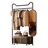 Gain de place et élégant : La silhouette épurée et moderne du portant à vêtements, avec son design incurvé et son plateau contrastant imitation bois, ajoute une touche sophistiquée à n'importe quel décor tout en optimisant le rangement vertical pour éviter l'encombrement au sol.