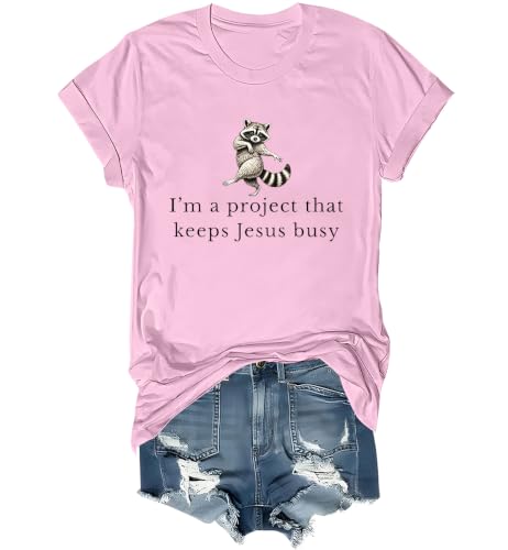 I'm A Project That Keeps Jesus Busy Shirt Funny Christian Raccoon Shirt