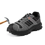 YOUTHUP Steel Toe Shoes for Men Work Gray Utility Industrial Shoes Construction Non Slip Resistant Work Sneakers Lightweight Breathable Safety Footwear for Welding Tactical Warehouse Mechanic 10