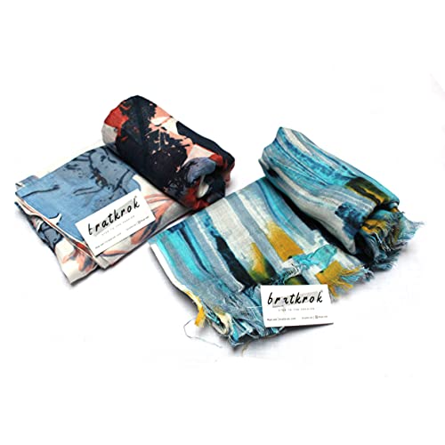 Image of Women's Trendy floral Printed Rayon Stoles Multicolour (Pack of 2)