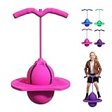 Balance Jumping Ball, 2026 Balance Pogo Ball, Pogo Jumper with Handle and Ball Pump, High Jump Toy Bounce Jump Trick Board Pogo Bouncing Ball Safe and Fun Pogo Stick for Adults (Pink)