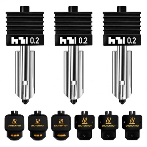 HIKUDIY 3PCS 0.2mm Hotend Bambu Lab P2S/H2S/H2D/A1/A1 Mini ? �N�C�b�N�X���b�v���o�@�v�����g�w�b�h �V���R���J�o�[�\�b�N�X3�t��