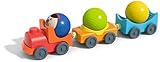 HABA Kullerbu Engineer Egon's Train with Plastic Locomotive, 2 Wagons and 3 Wooden Balls - Ages 2+