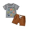 Toddler Boys Summer Clothes Infant Dinosaur Outfit Short Sleeve T Shirt Shorts Sets 6 12 18 24 Months 2T 3T 4T