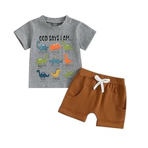 Toddler Boys Summer Clothes Infant Dinosaur Outfit Short Sleeve T Shirt Shorts Sets 6 12 18 24 Months 2T 3T 4T
