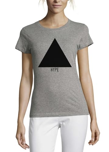 T-shirt femme gris confectionné en coton premium avec graphisme triangle minimaliste