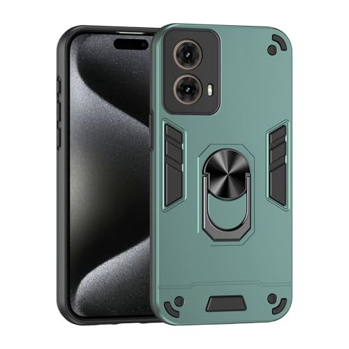 Compatible with Motorola Moto G85 Phone Case Series Rugged, Shockproof Protective Cover with Built-in Metal Ring Stand, Compatible with Magnetic Car Mount- Green