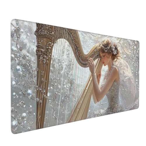 Tapis de Souris Femme Tapis de Souris Gamer xxl 1200x400x3mm Mouse Pad Blanc, Bords Surpiqués, Base en Caoutchouc Imperméable et Antidérapante, Améliore la Précision et la Vitesse, Cadeau Homme D-1129