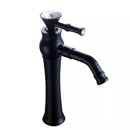 Marcoware Brass F-777 Antique Single Lever Basin Mixer with Hot & Cold Connection Hoses, Black, Mat Finish