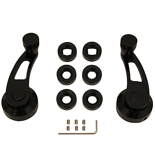 Pirate Mfg Black Billet Aluminum Short Window Crank Handle Kit, Compatible with Hot Rod V8