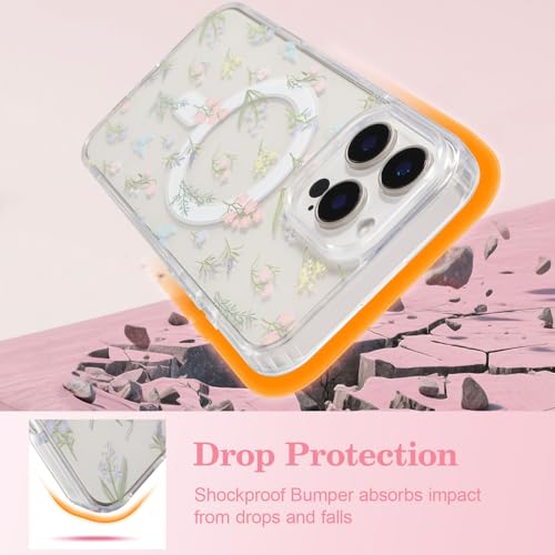 Coque iPhone 15 Pro MagSafe transparente rigide aux finitions florales premium - 4