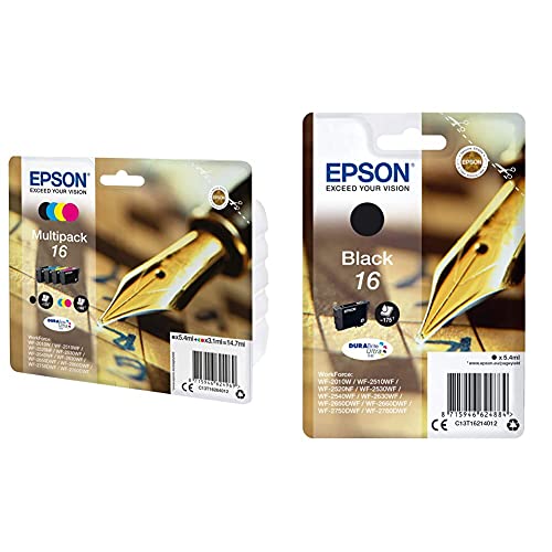 Prodotto di alta qualità Epson 16 Series Pen And Crossword- Cartuccia D\'Inchiostro, Multicolore (Black/Cyan/Magenta/Yellow) & C13T16214022 Inchiostro, Nero
