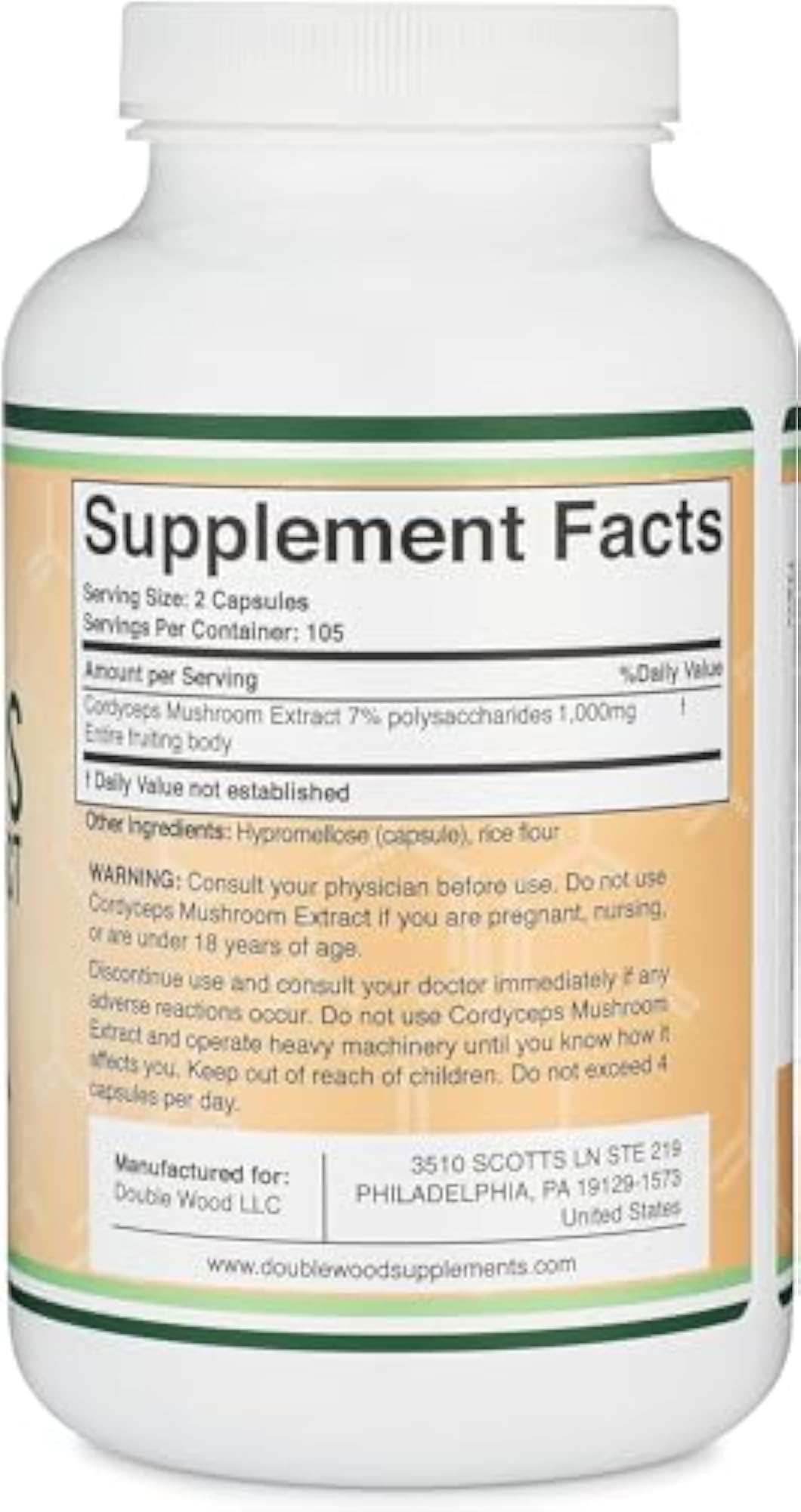 Cordyceps Capsules (Cordyceps Sinensis Mushroom Extract) 210 Count