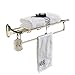 Rozinsanitary Gold Finish Bathroom Folding Towel Rack Wall Mounted Clothes Towel Shelf Holder