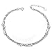Produktbild SHEGRACE Damen Triple Layer Fußkettchen mit Perlen aus 925 Sterling Silber Platin, Rotgold, 18 Karat vergoldetes Fußkettchen, Verstellbar, 210 mm + 80 mm