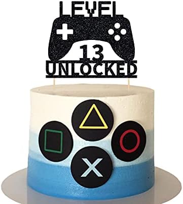 Level 13 Unlocked Cake Topper, Video Game Cake Topper, Game Controller Cake Topper for 13th Birthday Party Decoration