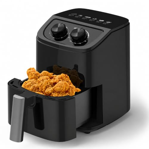 Image of Small Air Fryer 2.3L for 1-2 People, Dual Dial Controls, Black