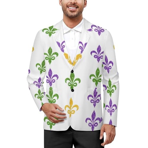 Mardi and Gras Fleurde-Lis Mens Blazer Lightweight Sport Coat Two Button Suit Jackets