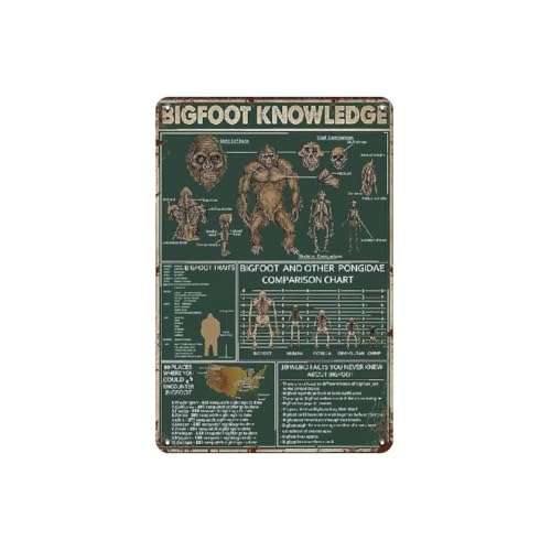Sasquatch Bigfoot Gifts for Men Bigfoot Knowledge Bigfoot Plaque vintage en étain Décoration de cour 20,3 x 30,5 cm