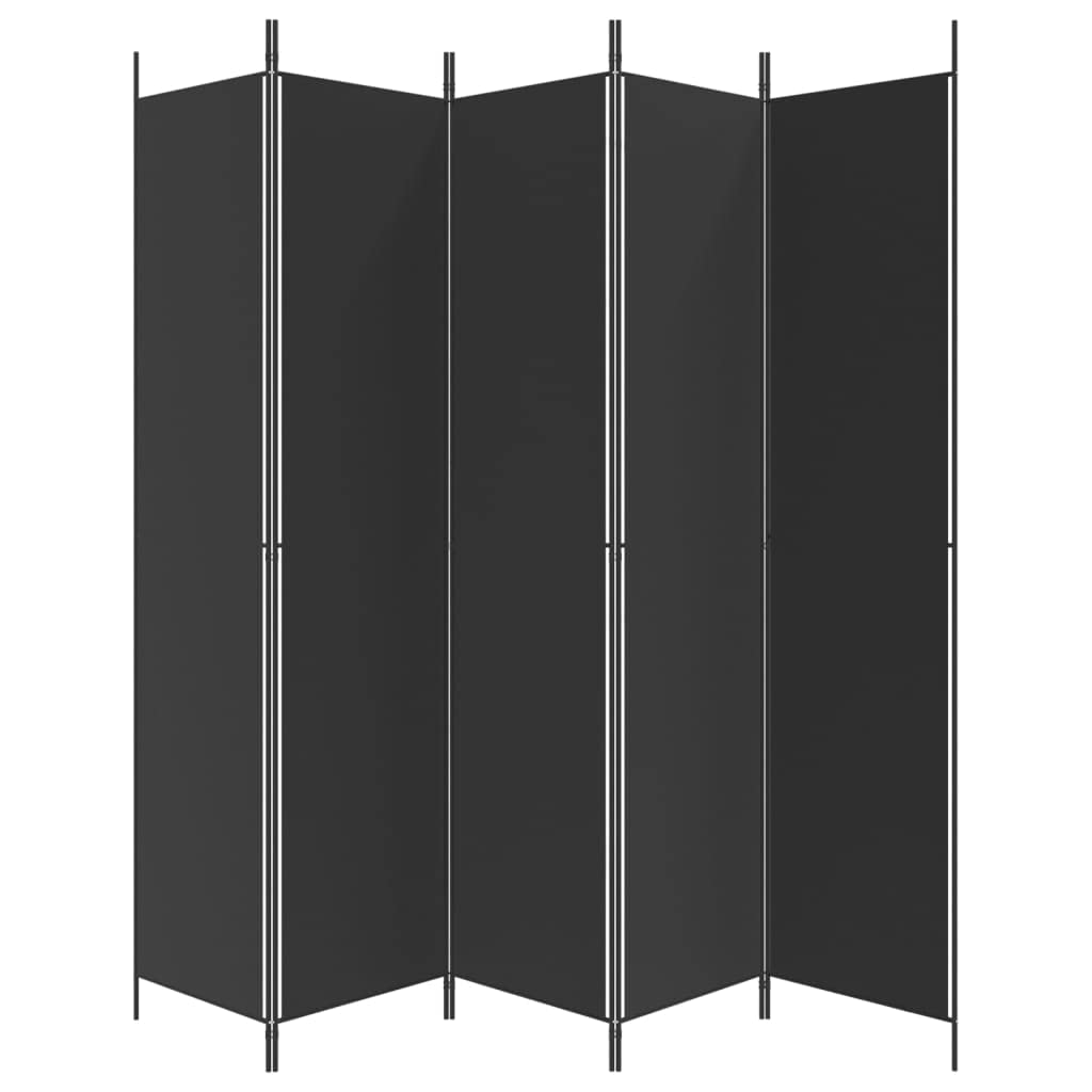 Lot de 5 paravents noirs 250 x 220 cm - En tissu - Moderne - Pour intérieur et balcon - Brise-vue - Vestiaire privé - Pour salon, chambre à coucher - Polyvalent