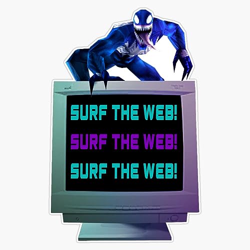 Surf The Web! Venom Spider-Man Ps1 Retro Vinyl Sticker Waterproof Decal Laptop Wall Window Bumper...