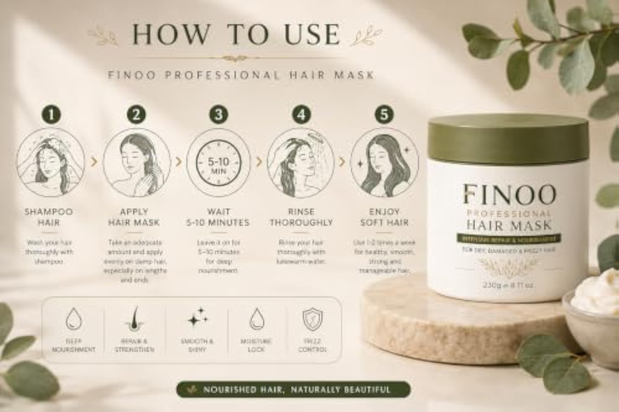 Finoo Professional Hair Mask for Dry & Damaged Hair