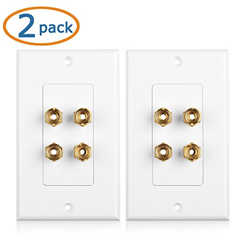 image for Cable Matters 2-Pack Speaker Wire Wall Plate, Gold Plated Speaker Wall