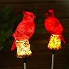 Baquler 4 Pack Solar Cardinal Gifts Stake Light Cardinal Decor Garden Red Bird Figurine Memorial Solar Light Outdoor Pathway Yard Lawn Ornaments for Summer Mom Outside Decorations Grave Women