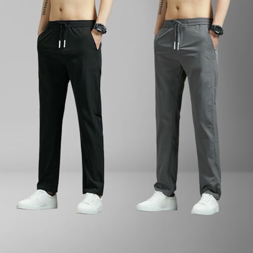 Pantalon en soie glacée homme léger coupe ajustée style coréen - 7