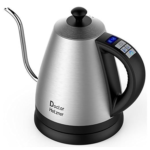 Electric Kettle with Variable Temperature, 1.2L Gooseneck Pour-Over Kettle for Drip Coffee and Tea, BPA-Free 304 Stainless Steel Kettle with LCD Display and Keep Warm Function Kettle, 1000W