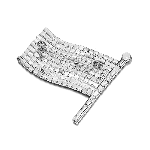 Image of BriLove Austrian Crystals Waving American National Flag Brooch Pin for Women