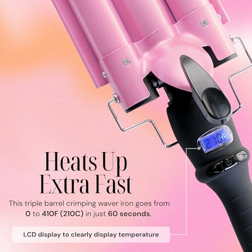 Alure HE-9 PINK 25MM Three Barrel Curling Iron Wand Hair Waver thumb #3