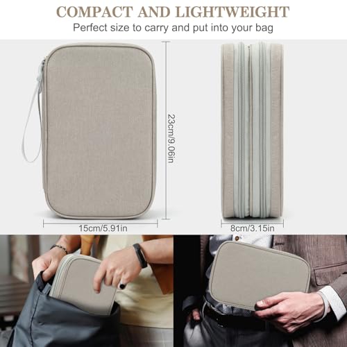 Image of FYY Electronic Organizer, Large Travel Cable Organizer Bag Pouch Electronic Accessories Carry Case Portable Waterproof Double Layers All-in-One Storage Bag for Cable, Cord, Charger, Phone, Khaki
