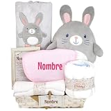 Mababyshop Canastilla Bebé Happy Rabbits - Cesta Regalo Recién Nacido: Peluche...