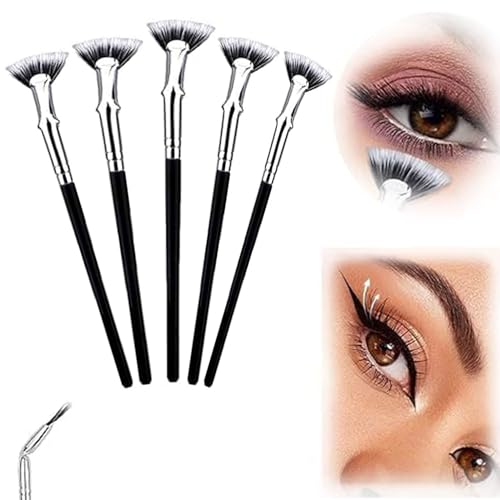 3Pcs Black Folding Angle Scalloped Lash Brush,2024 Upgrade Mascara Fan Brush Angled Fan Shaped Eyelash Brush without Clumps,Eyelash Eyebrow Brush,Soft Bristles Makeup Tool Face Brushes