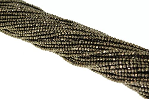 Perles en pyrite LKBEADS 2mm rondes facettées en fil de 33cm pour la création