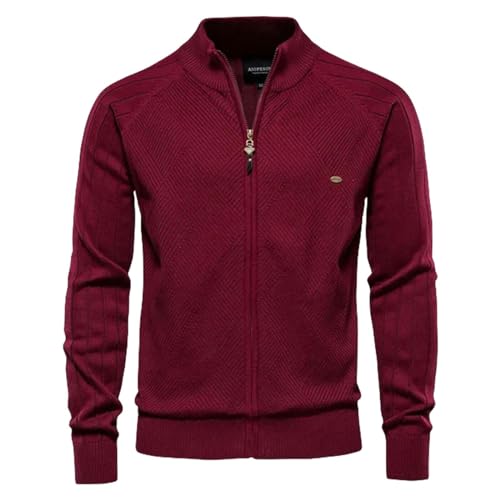 Cardigan zippé pour homme avec col montant en tricot classique