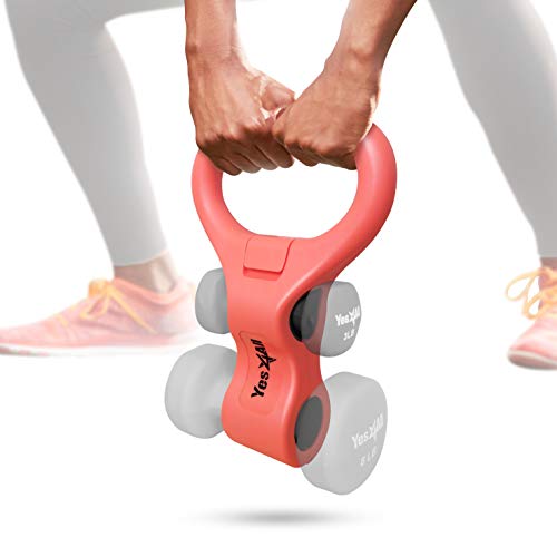 Yes4All Venus Kettle Grip Handle/Adjustable Kettlebell Handle, Kettlebell Grip for Converting Neoprene Dumbbells into Kettlebells â€“ Living Coral